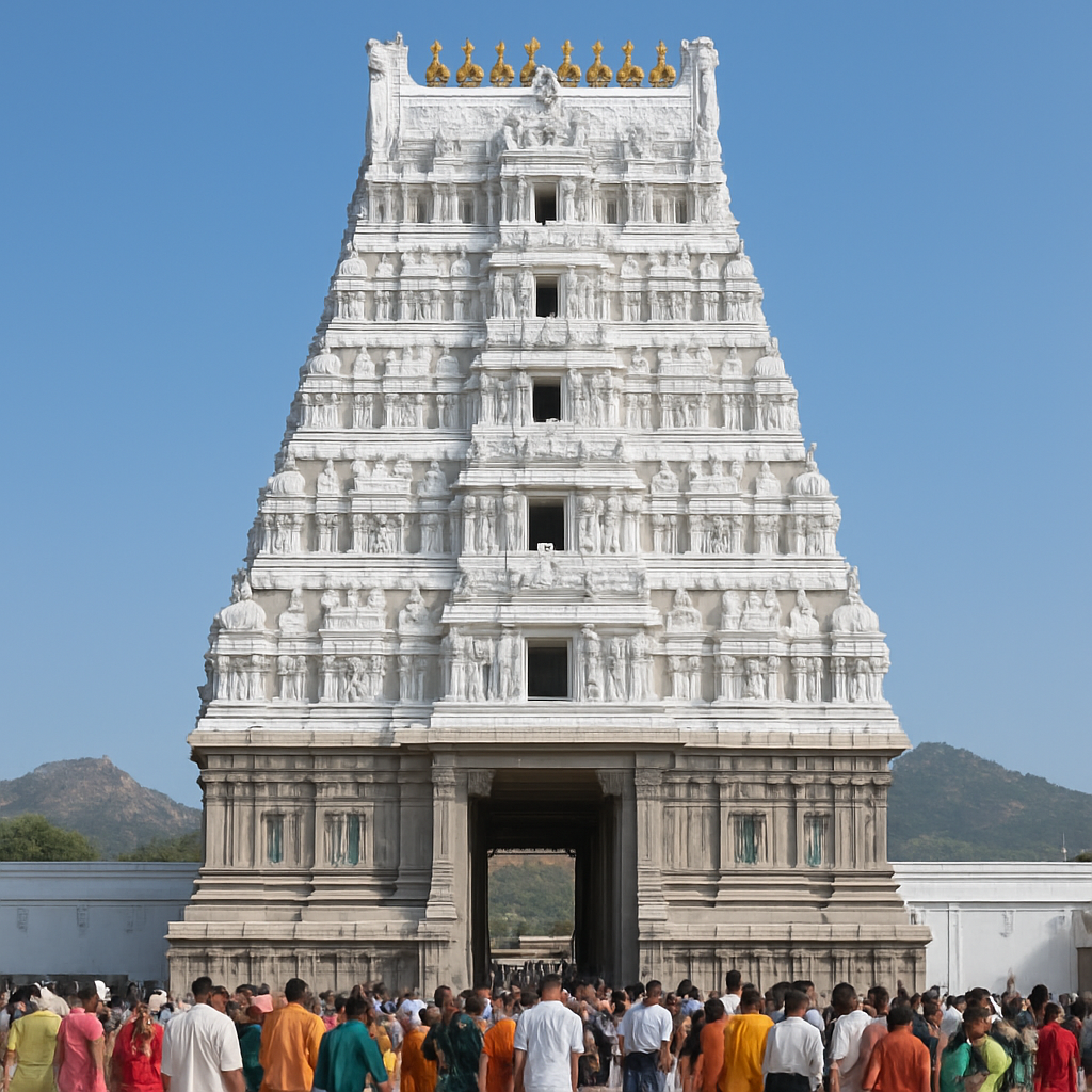 The gopuram of the Tirumala temple