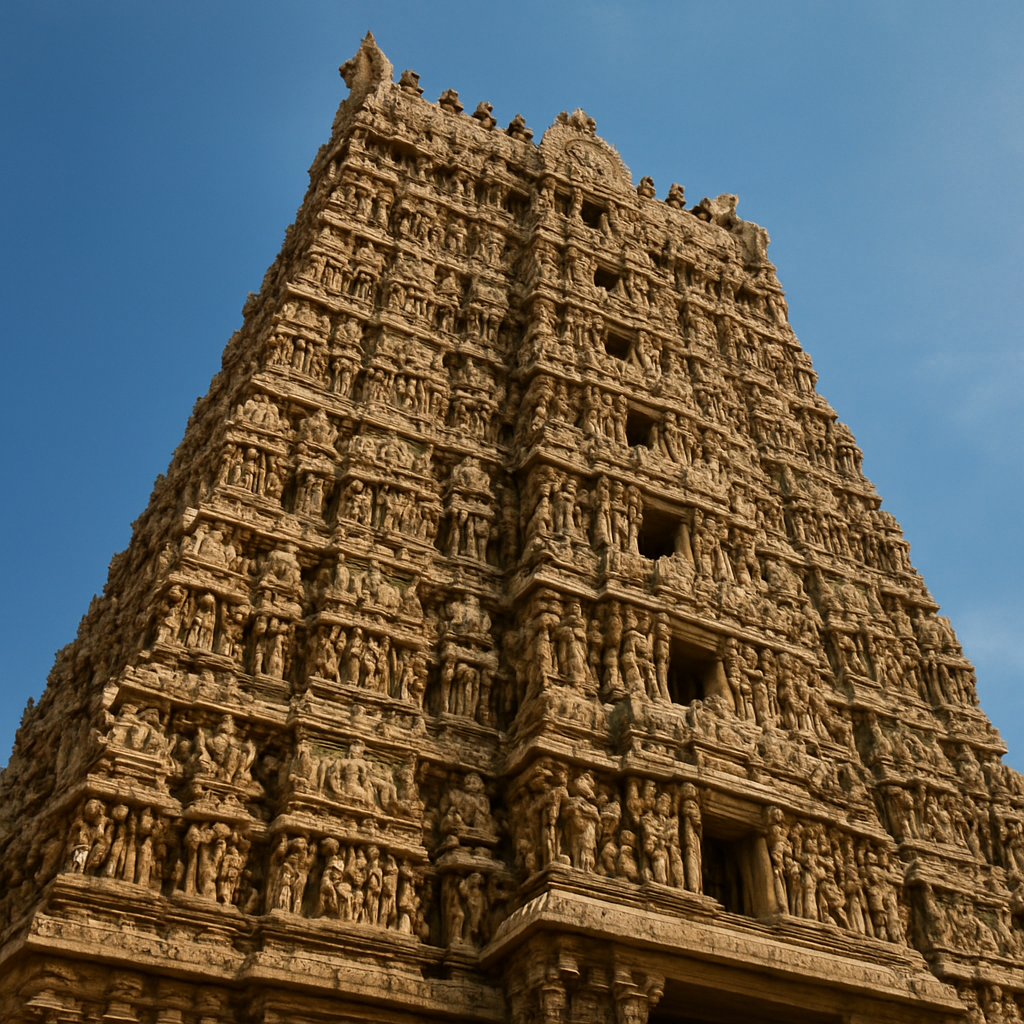 A Dravidian gopuram tower